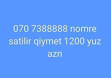 satış temsilcisi: VIP mobil nömrə satılır. - Operator: 070 - Nömrə ardıcıllığı: 7388888 — 1
