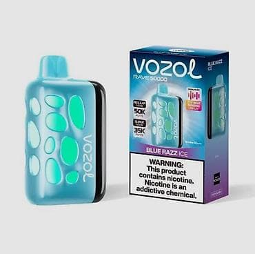 toxunma jiletler: Vozol Rave 50.000 Blue Razz Ice birdəfəlik vape - Ləzzət: Blue Razz — 1