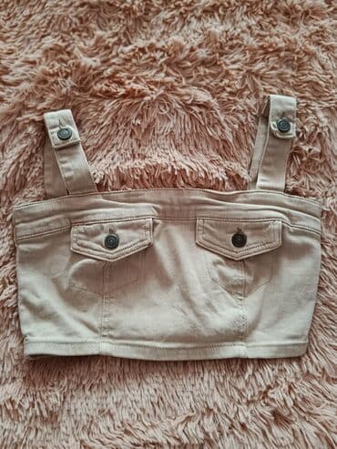 Hicab: Bej rəngli qısa top (korset üslubunda) - Material: cins/denim tipli — 1