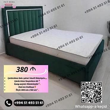 Yeni, İkinəfərlik çarpayı, Bazasız, Matras ilə, Siyirməsiz, Azərbaycan