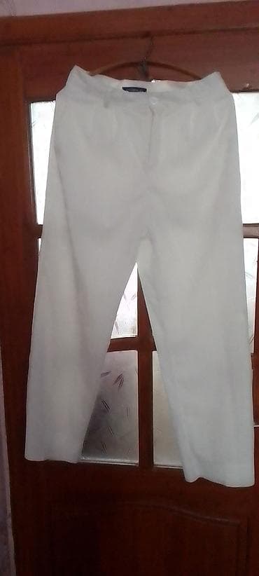 Qadın geyimləri: Ağ rəngli qadın şalvarı – NCERUN - Model: Klassik kəsim, düz paça - — 2