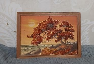 Bayram məhsulları: Картина из натурального янтаря. - Mövzu: gün batımında dəniz — 1