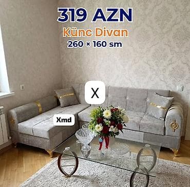 divan sultan: Künc divan – 260 × 160 sm Qiymət: 319 AZN Xüsusiyyətlər: - Künc — 1