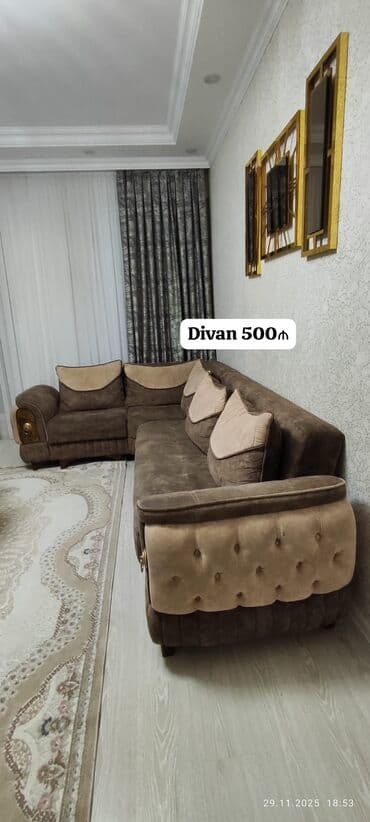 Divanlar: Künc divan, İşlənmiş, Açılan, Bazalı, Parça, Çatdırılma yoxdur — 1