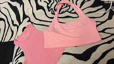 боди: Qadın üst geyimləri dəsti - 5 ədəd: 1) Açıq çəhrayı idman/krop top — 1