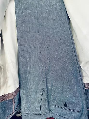 kişi eynəyi: Kişi kostyum dəsti – açıq mavi rəngdə, yaylıq/parça fakturalı – — 5