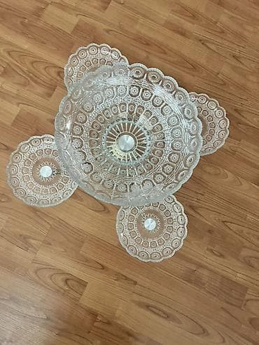 sufre: Kristal meyvə-qəlyanaltı stendi – 5 qablı - Material: şəffaf naxışlı — 1