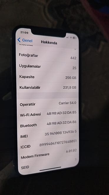iphone se barter: IPhone X, 256 GB, Ağ, Face ID — 1