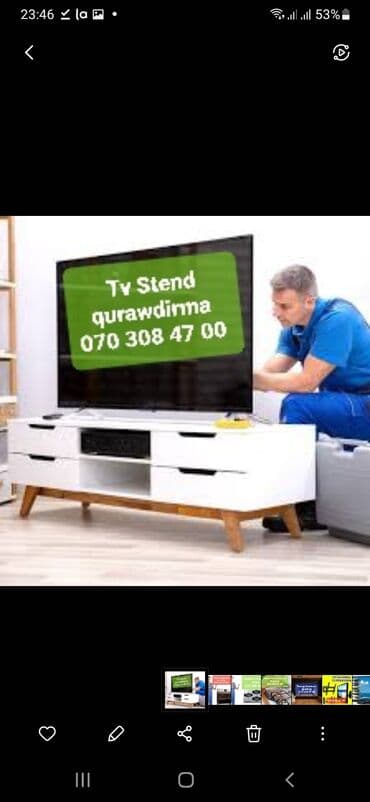 реставрация кожаных изделий: Tv stend Qurawdirma Xidmeti Televizor qurawdirma Elektrik Usta — 1