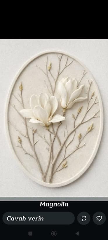 Dekorativ relyef tablo – “Magnolia” - Dizayn: Oval formalı relyef