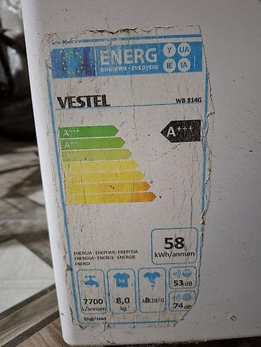 Бытовая техника: Vestel paltaryuyan maşın – Model: WB 814G - Yük tutumu: 8 kq - Sıxma — 3