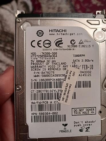 Планшеты: Внутренний Жёсткий диск (HDD) Hitachi, 512 ГБ, 7200 RPM, 2.5" — 1