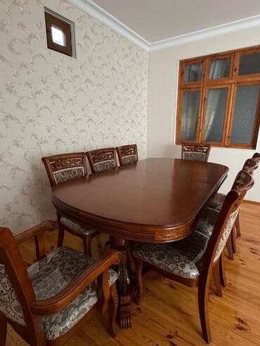 стол из массива дерева: Для гостиной, Овальный стол, 8 стульев — 4