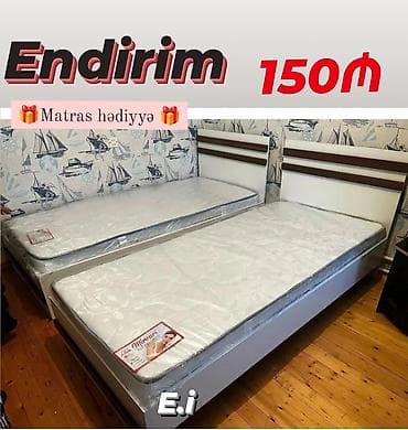 matrazlar: - İki ədəd tək nəfərlik çarpayı dəsti - Rəng: ağ, başlıqda qəhvəyi — 1