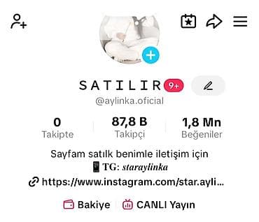 Sosial media hesabı satılır100AZN – aylinka.oficial - Platform: canlı
