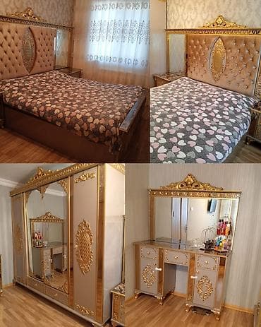 Двуспальная кровать, Шкаф, Трюмо, Тумба, Б/у