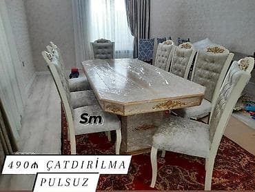 stol dəst: Açılan masa və stul dəsti. Komplekt müxtəlif variantlarda təqdim — 4