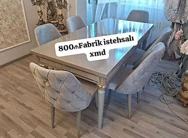 - Fabrik istehsalı yemək otağı dəsti - Masa: parlaq səthli