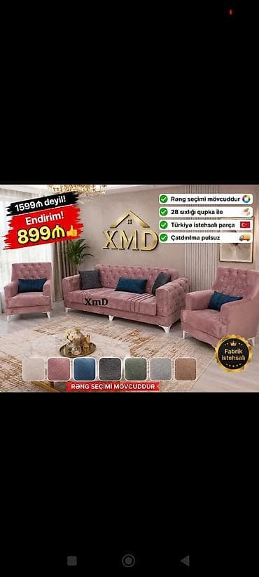 XMD yumşaq mebel dəsti – 3+1+1 - Komlekt: bir 3‑yerlik divan və iki lalafo.az -da XMD yumşaq mebel dəsti – 3+1+1 - Komlekt: bir 3‑yerlik divan və iki