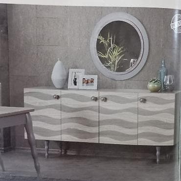 пластиковый шкаф: Dalğalı naxışlı bufet/konsol stol - Dizayn: Açıq ağac tonlarında, ön — 1