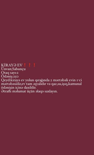 masazır kirayə evler: 52 kv. m, 2 otaqlı, Kombi, Qaz, İşıq — 1