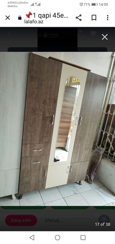 горка для посуды: Новый, Распашной, 3 двери Прямой шкаф, Шкаф-вешалка, Азербайджан — 23