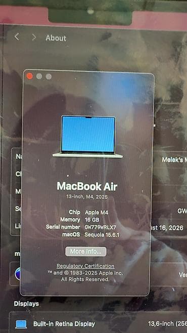 Samsung: Apple MacBook Air 13 M4 (qızılı rəng) Hecbir problemi yoxdur tezedir( — 4