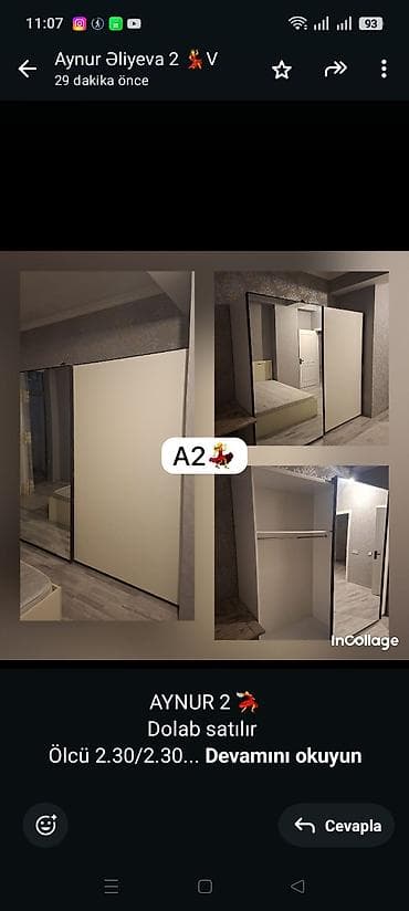 AYNUR 2 💃 Dolab satılır Ölcü 2.30/2.30 Dərinlik 60/ Qiymət 200 azn