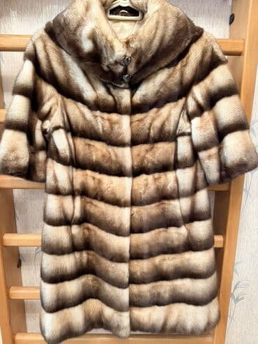 Təbii xəz palto—norka - Model: qısaqol, dizə qədər uzunluq -