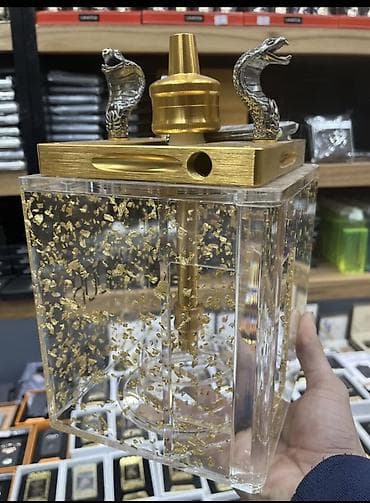 mat 1 qelyan: Qızılı detallı, kobra fiqurlu stolüstü kalyan (kub tipli) - Dizayn — 3