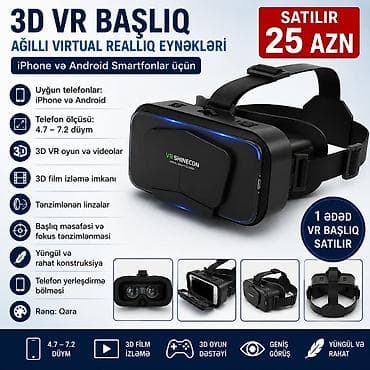 vr eynək baku electronics: 3D VR Başlıq – Ağıllı Virtual Reallıq Eynəkləri - Uyğunluq: iPhone və — 1