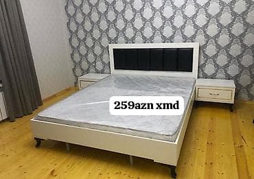 naxcivan mebel: Ağ-rəngli yataq dəsti: - Çarpayı: ağ korpus, yumşaq qara başlıq paneli — 1