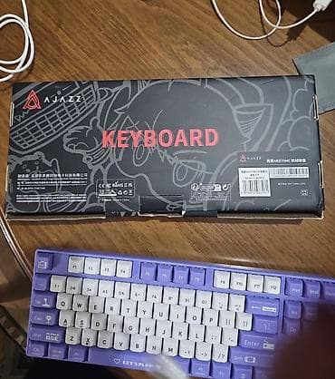 iphone 15 pro max qiyməti: AJAZZ mexaniki klaviatura Red switch - Rəng: bənövşəyi-ağ, oyun temalı — 7