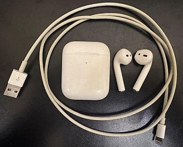 Бытовая техника: Б/у Беспроводные (Bluetooth) Наушники, Apple, цвет - Белый — 1