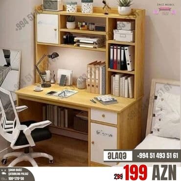 uşaq ucun yazı masası: Oğlan və qız üçün, Yeni, Siyirməli, Yazı masası, Stulsuz — 1