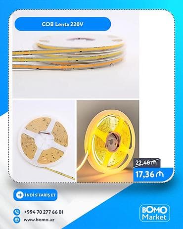 COB Led Lenta 220V - Birbaşa 220V şəbəkəyə qoşulan COB tipli LED işıq