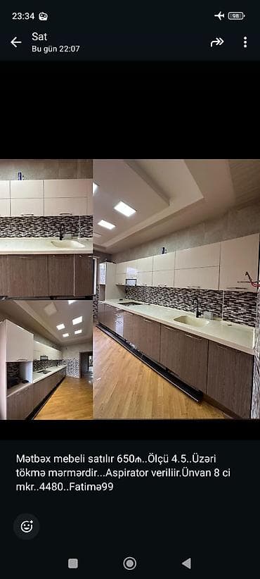 kamotlar mebel: Mətbəx mebeli satılır. Xüsusiyyətlər: - Üst və alt dolablar komplekt — 10