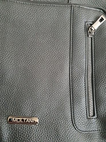 MOLTANI kişi çiyn çantası - Rəng: qara - Material: xırda dənəli