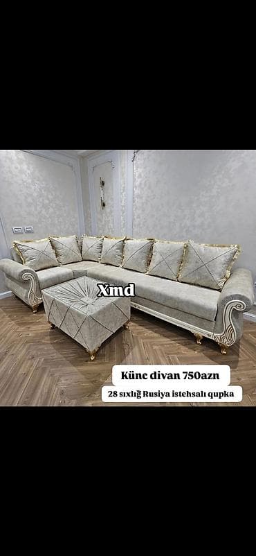 armud puf: Künc divan dəsti - Model: Künc divan + puf/oturacaq - Rəng: Açıq — 1