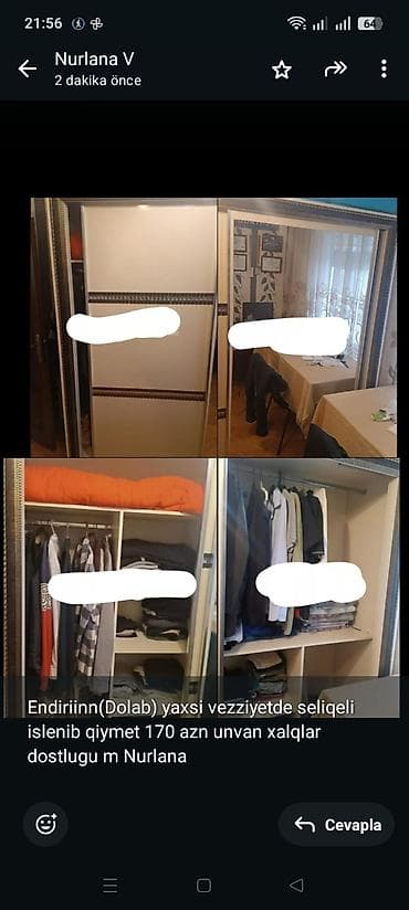 Endiriinn(Dolab) yaxsi vezziyetde seliqeli islenib qiymet 170 azn