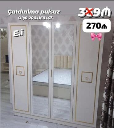 dolab 2ci əl: Yeni, Açılan, 4 qapılı Düz dolab, Dolab-asılqan — 4