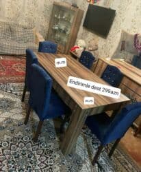 fırlanan stollar: Mətbəx üçün, Yeni, Açılmayan, Dördbucaq masa, 6 stul — 15