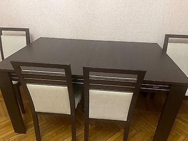 stol ustul: Acılan stol və 4 stul. Bellona firmasi Stolun acılmamls olcusu 150x90 — 3