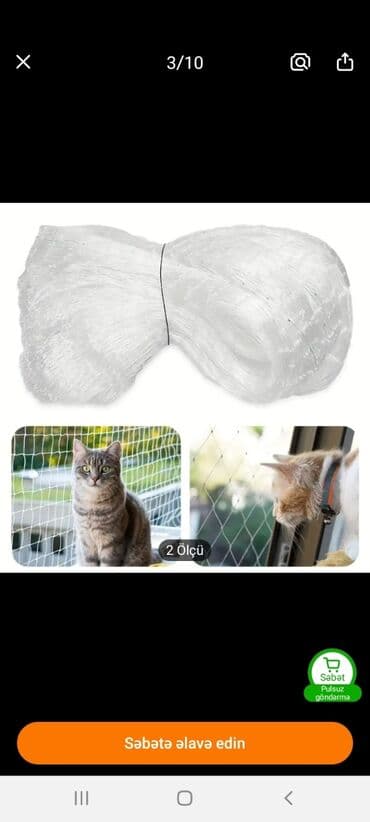 купить домик для кота: Pisik ucun balkon setkasi.yenidir.turkiyeden alinib.3/4olcude.cox — 2