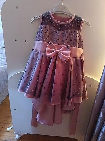 Qız uşağı üçün ziyafət/gecə donu - Rəng: pudra-rozə tonlarında - 3 5