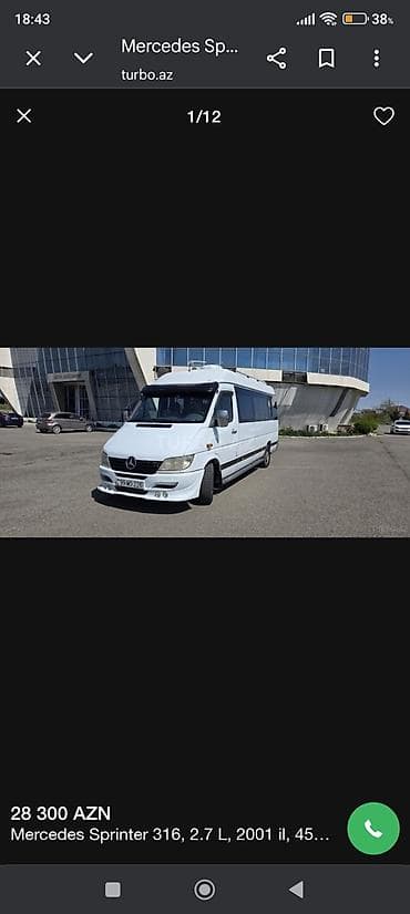 190 dizel mercedes: Mercedes-Benz Sprinter: 2.7 l | 2001 il Mikroavtobus — 1