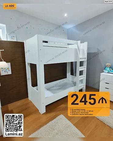 usag ucun: İki mərtəbəli uşaq çarpayısı – La Mini - Ölçülər: D 80 × H 180 × E 180 — 1