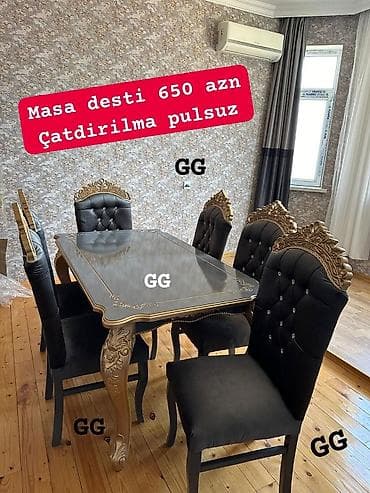 qatlanan stol: Yeni ve Sifarişlə Masa 6 stulla 650_azn Masa acilandir Rəng Seçimi — 1