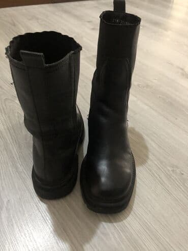 резиновые мужские ботинки: Qara dəri kişilər/unedisex çəkmələr - Material: hamar qara dəri, iç — 2