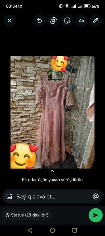 ZİL: Pudra çalarda zərif ziyafət/gecə geyimi - Üst hissə: kvadrat yaxalı — 1